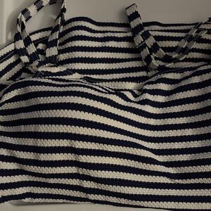 croft & barrow Navy and White Striped Bikini Top
